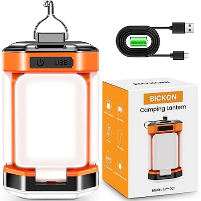 Image of Camping Lights, BICKON 60 LEDs Ultra Bright &amp; 25H Battery Life Lantern Rechargeable, 5 Lighting Modes 15% 100% Brightness Adjustable Tent Lights for Camping, Emergency, Fishing, Garden, Hiking