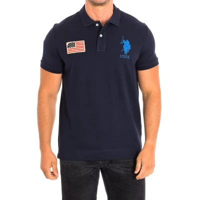 Image of US Polo Assn Mens JARE Short Sleeve with contrasting lapel collar 64777 man Blue Cotton Size Small