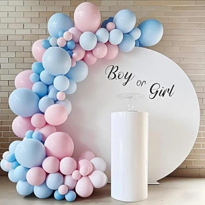 Image of Balloon Arch Kit Pink Blue, 176Pcs Macaron Blue Balloons Garland for Girls Boys Gender Reveal, Birthday Party Decoration, Baby Shower, Bridal Christening Supplies