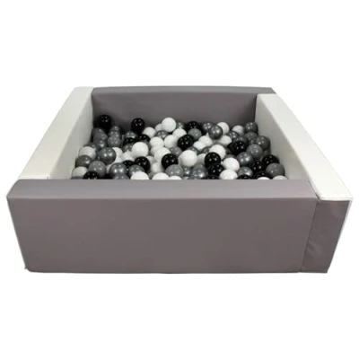 Image of Velinda Soft play ball pit, home indoor, outdoor, pit + 200 balls (Ball pit/balls colour: white, grey/black, grey, silver)