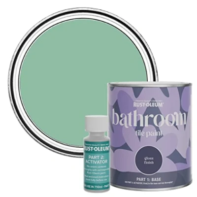 Image of Rust Oleum Green Water Resistant Bathroom Tile Paint in Gloss Finish Wanderlust 750ml