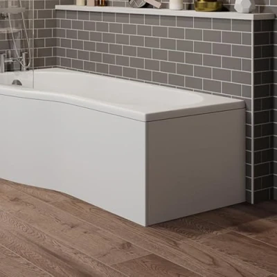 Image of BAYSTONE® 700mm End Panel Acrylic Bath 3mm Thickness, Modern Panels for Bathroom Baths Soaking Tubs P Shaped Bath, Easy to Cut, White Gloss