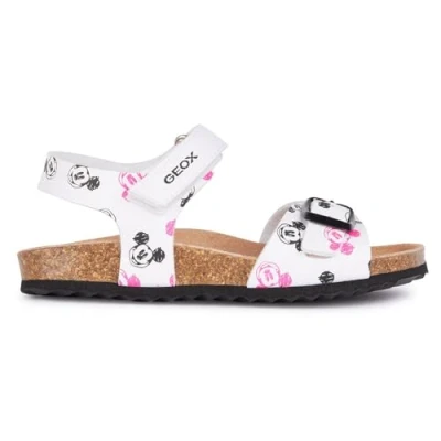 Image of Geox Disney Adriel GIRL Sandals for kids, Size: 10K, White/black High quality imitation leather