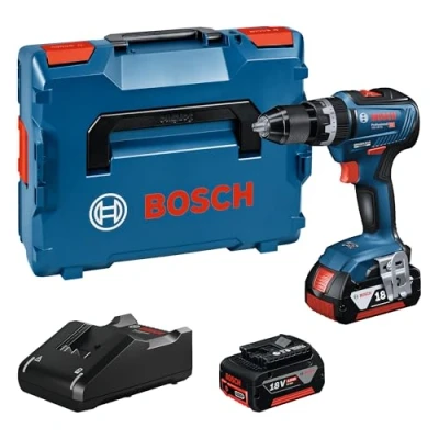 Image of Bosch Professional 18V System GSB 55 cordless combi drill (torque Nm, 2x 4.0 Ah battery, GAL 40 charger, in L BOXX 136)