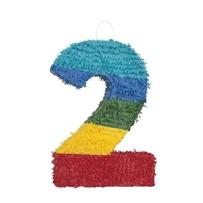 Image of Number 2 Pinata (37cm x 53cm) Vibrant Multicolor Party Essential Perfect for Kids Birthday Celebrations &amp; Festivities 1 Pc
