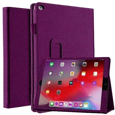 Image of Leather Flip Stand Folio Case Plain Cover for Apple iPad Air 5th,6th Generation 2017 2018 (Purple)