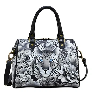 Image of Anuschka Women’s Genuine Leather Large Triple Compartment Hobo Hand Painted Exterior Cleopatra&#039;s Leopard