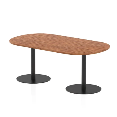 Image of Italia 1800mm Poseur Boardroom Table Walnut Top 720mm High Black Leg