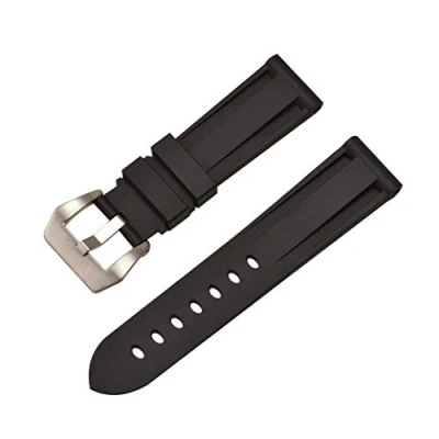 Image of Watch Band Silicone Strap Black Sport Diving TPU Rubber Wristband Replacement 22mm