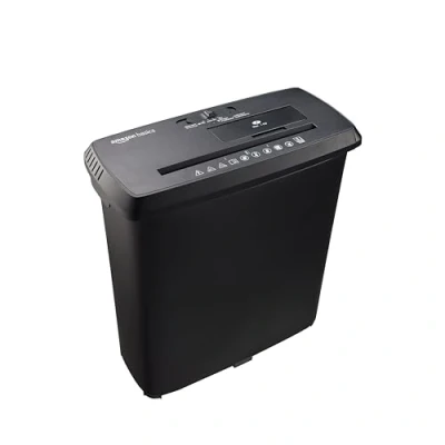 Image of Amazon Basics 8 Sheet Strip Cut Paper, CD and Credit Card Shredder, Black