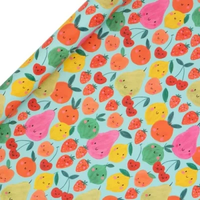 Image of Glick Luxury Roll Wrap, Fruit Cocktail Happy Birthday Wrapping Paper, Perfect for Gift Wrapping, Paper