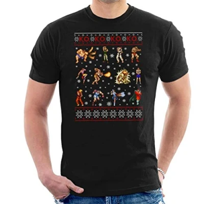 Image of Street Fighter Christmas Contestants KO Men&#039;s T Shirt Black
