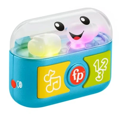 Image of Fisher Price Laugh &amp; Learn Baby Toddler Toy Play Along Ear Buds with Music Lights for Ages 6+ Months, Multilanguage Version, HWY45