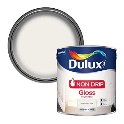 Image of Dulux Non Drip Gloss High Sheen Paint For Wood And Metal Pure Brilliant White 2.5L