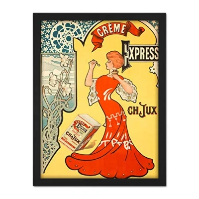 Image of De Rose Creme Express Cream Nouveau Advert Large Framed Art Print Poster Wall Decor 18x24 in