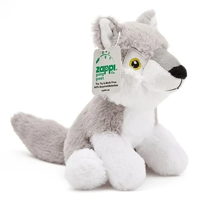Image of Zappi Co Ultra Soft Wolf Plush Toy (22 cm Length) 100% Recycled, Eco Friendly, Newborn Gift, Realistic Lifelike