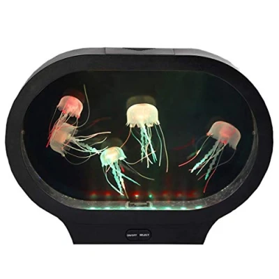 Image of Moving Jelly Fish Water Aquarium Tank Mesmerising LED Lights Relaxing Mood Lamp Light New 2017 Oval Shape by Playlearn.