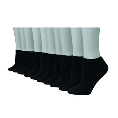 Image of Hanes Women&#039;s Value, No Show Soft Moisture Wicking Socks, Available in 10 and 14 Packs, Black 10, 7 11 UK (Pack of 10)