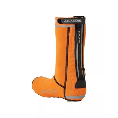 Image of SEALSKINZ Caston Unisex All Weather Water Repellent Cycle Open Sole Overshoe for Extreme Cycling Accessories Easy to Adjust Orange