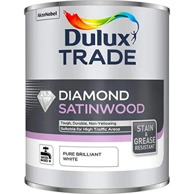 Image of Dulux Trade 1L Diamond Satinwood Pure Brilliant White Finish
