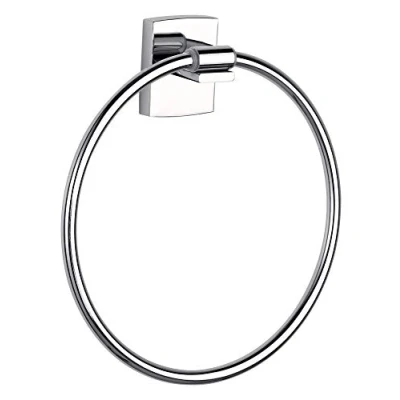 Image of tesa KLAAM Hand Towel Ring No Drill Oval Bath Made of Chrome Plated Metal, Stainless Waterproof Includes Removable Adhesive Solution