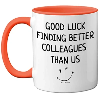 Image of Leaving Gifts for Colleagues Women Men, Good Luck Finding Better Than Us Coffee Mug Cup, 11oz Orange Handle Ceramic Mugs Dishwasher Safe, New Job Gifts, Presents