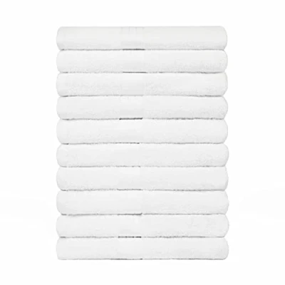 Image of Brentfords Large Bathroom Towel 100% White Cotton Bath Towels Premium Quality, Super Absorbent &amp; Quick Drying Luxury Set of 10 70 x 115cm