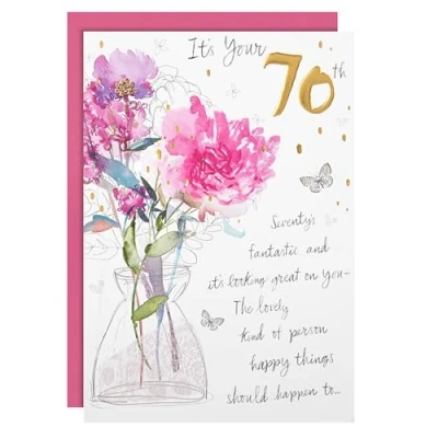 Image of Hallmark 70th Birthday Card Classic Embossed Floral Design