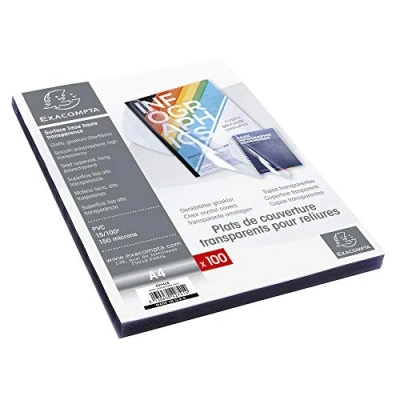 Image of Exacompta Ref 42741E PVC Transparent Covers for Presentation Binders Suitable Storing A4 Documents, 0.15mm Thick Material Clear (Pack of 100)