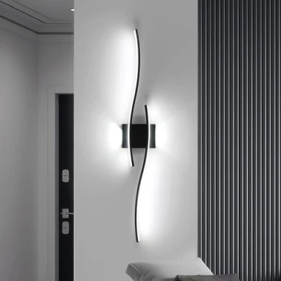 Image of Comely LED Wall Lights Indoor 27W, Modern Black 6500K Cool Light, Aluminium Lighting Fixtures for Bedroom Hallway Living Room Dining Staircase