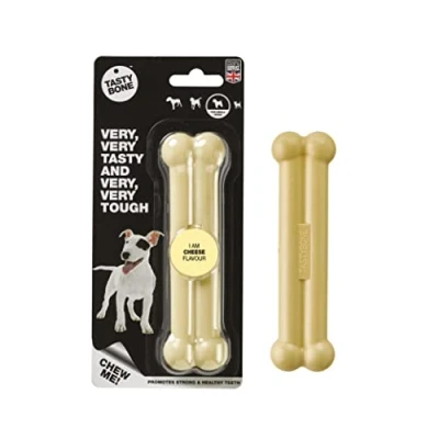 Image of TastyBone Nylon Dog Chew Toy for Small Dogs (Cheese) Indestructible Aggressive Chewers, Everlasting Flavour, Strong Healthy Teeth, Made in the UK