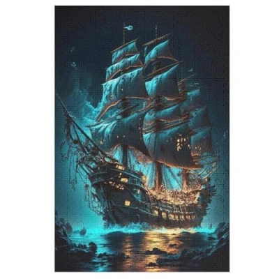 Image of Pirate Ship,Boat Wooden Jigsaw Puzzles For Adults 1000 Pieces Puzzle &amp; Kids Age 12 And Up Family Gathering Educational Game Toys （78x53cm）
