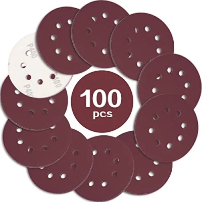 Image of STEBRUAM 100PCS 125mm Sanding Discs 400 Grit, 5 Inch 8 Hole Hook and Loop Pads for Random Orbital Sander