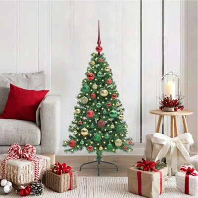 Image of vidaXL Artificial Pre lit Christmas Tree Green 120 cm PVC
