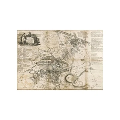 Image of Wee Blue Coo Strangers Guide Old Map Edinburgh Leith Wall Art Print