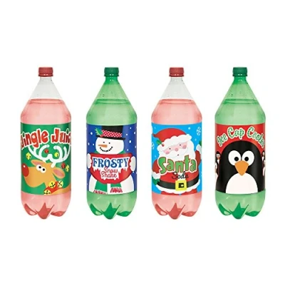 Image of Unique Party 62546 Christmas Pop Bottle Labels, Assorted Pack of 4