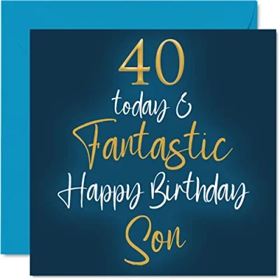 Image of Fantastic 40th Birthday Cards for Son 40 Today &amp; Happy Card from Mum or Dad, Gifts, 145mm x Greeting Gift