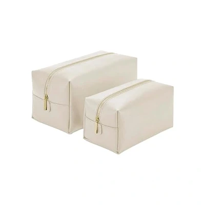 Image of BagBase BG749 Boutique Toiletry/Accessory Case Premium Leather Look PU Travel Essentials &amp; Makeup Bag Medium Oyster