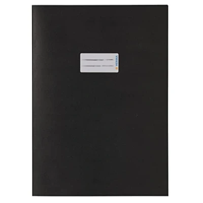 Image of HERMA Paper Exercise Book cover A4, with inscription field, made of 100% recycled paper, slip on jackets for school, black