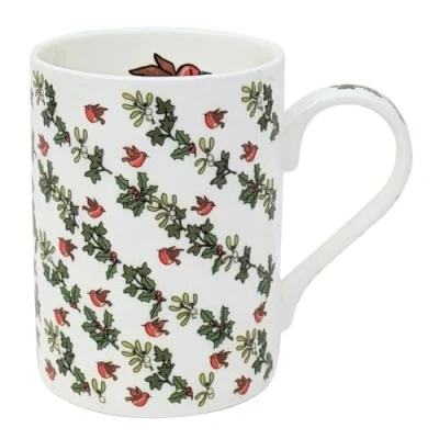 Image of Alison Gardiner Fine Bone China Mug Holly and Ivy