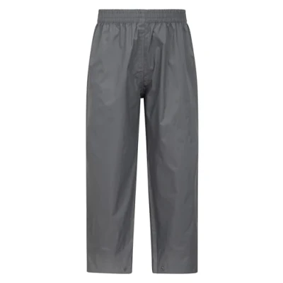 Image of Mountain Warehouse Pakka Kids Waterproof Over Trousers Taped Seams Rain Pants, Lightweight, Rip Stop, Packaway Bag for Autumn Winter, Walking, Travelling Grey Size 5 6 Years