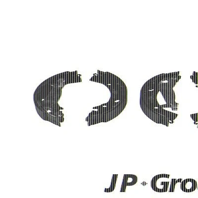 Image of 583050UA00, 583050XA10, 583051CA10, 58305B4A70, 58305F2A00 Brake Shoes JP GROUP 3563901010 Rear Axle 203mm 32mm with lever HYUNDAI: i10 I