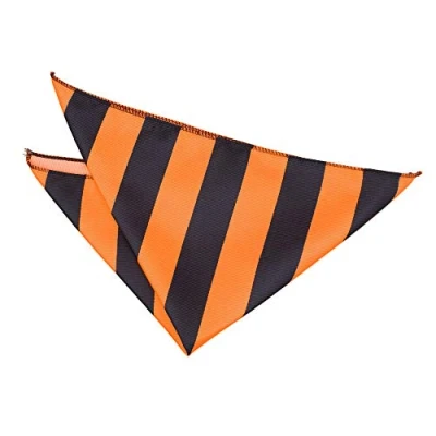 Image of DQT Men Black Solid Plain Stripe Floral Paisley Polka Dot Tartan Pocket Square Orange &amp;