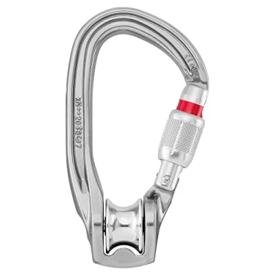 Image of Petzl P75 SL NEW ROLLCLIP Z Pulley Carabiner with Gate Opening On The Non Side, Size: Screw Lock