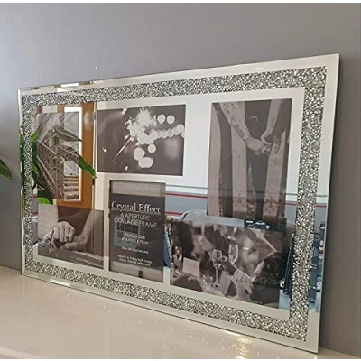 Image of DEENZ Silver Sparkle Photo Frame Multi Aperture Picture For 6 Photos (50cmx34cm)