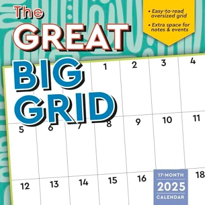 Image of Great Big Grid 2025 Wall Planner, 17 Months Calendar Planner: August 2024 December 2025, 12&quot; x