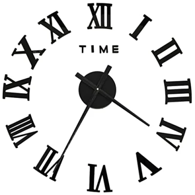 Image of vidaXL 3D Wall Clock Modern Design XXL 100 cm Diameter DIY Easy Installation Black EVA and Acrylic Adaptable Size Classy Room Decor