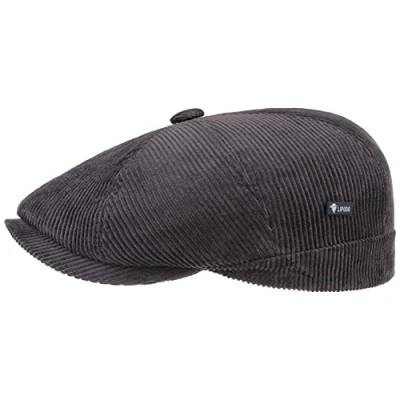Image of Lipodo Men s 8 Panel Cord Flat Cap Cotton Italian Made Ivy Plain Color Peaked Fall/Winter Regular fit Style Lined Winter hat Black XL (60 61 cm)