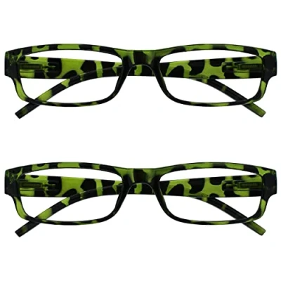 Image of OPULIZE, Reading Glasses Green Tortoiseshell Lightweight Comfortable Readers Value 2 Pack Mens Womens RR32 6 +3.50