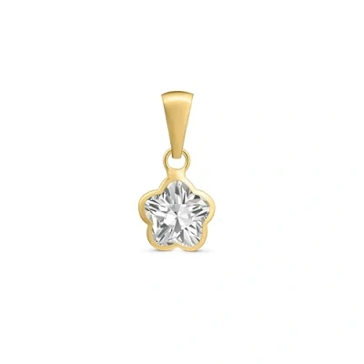 Image of Amberta Allure Women 9ct Gold Pendant with Cubic Zirconia: Solitaire Flower CZ